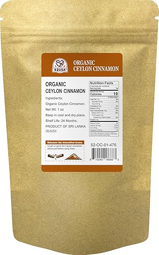 Miniatura 2 de 52USA Palitos de canela orgánica de Ceilán, 1 onza (paquete de 1), canela verdadera cultivada en Sri Lanka, palitos de canela entera a granel,