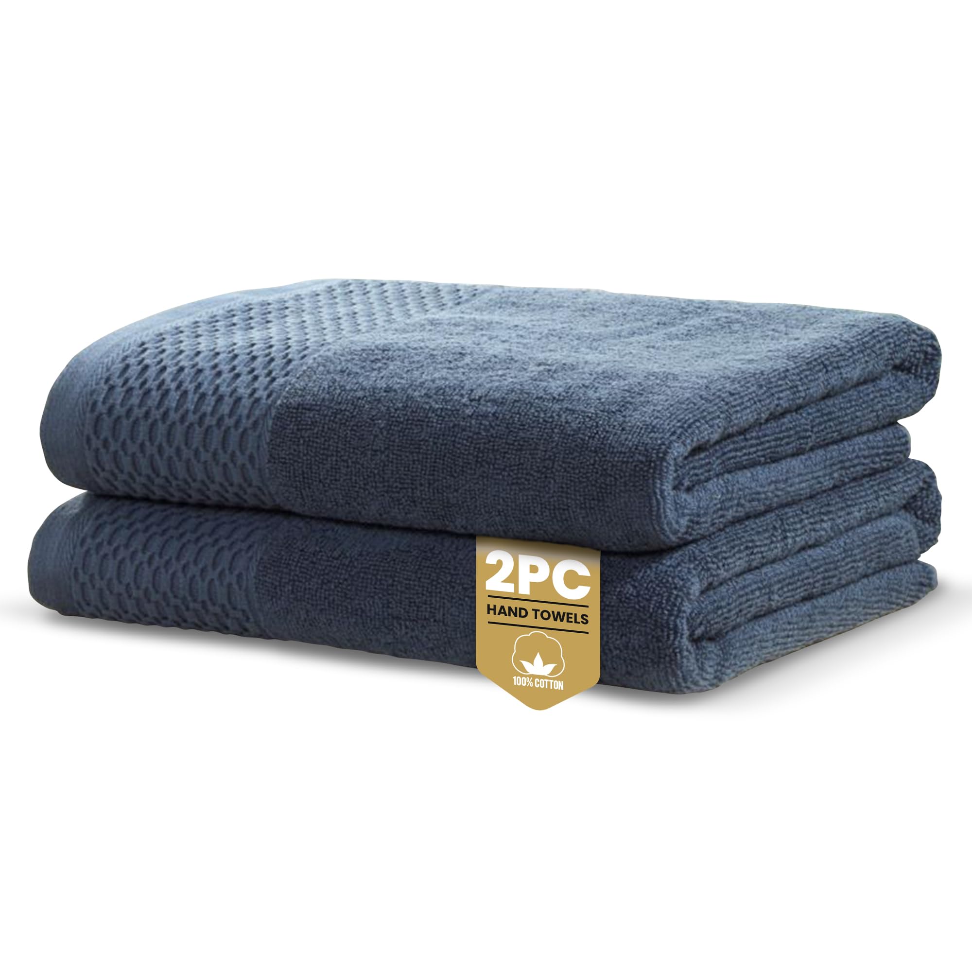 Rapport Home 2-Pack Eden Weave Hand Towels | 50x85cm 100% Cotton 500GSM | Absorbent & Soft Bathroom Towel Set | Oeko-Tex Certified | Pacific Blue