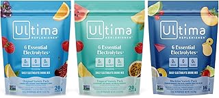 Ultima Replenisher Daily Electrolyte Powder Drink Mix – Sugar Free – Tropical, Mocktini, Original Variety, 56 Stickpacks – Hydration Packets - 6 Electrolytes and Minerals – Keto, Non-GMO