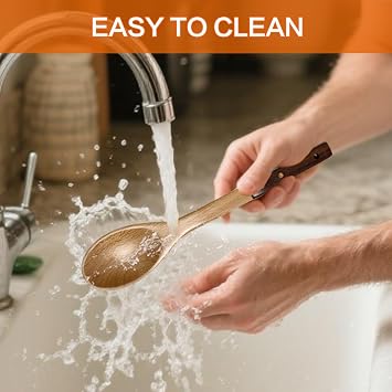Walnut and Beech Wood Cooking Spoon Set Solid Slotted Kitchen Spoon 13in Long Utensils for Mixing Serving Stirring Frying Draining Large Spoon Set 2PCS