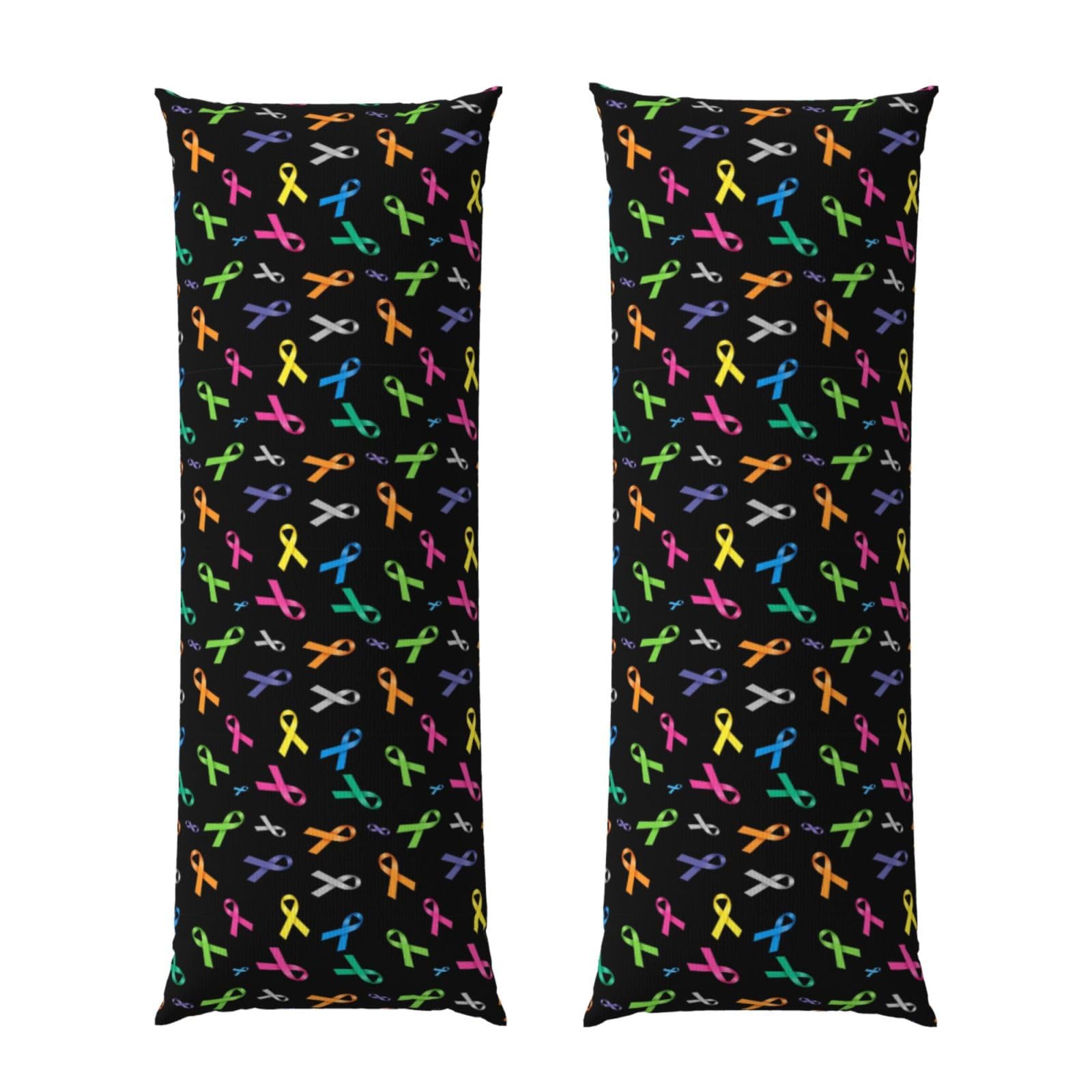 Body Pillowcase 20x60 Cancer Awareness Ribbon, Soft Velvet Pillow Cover with Hidden Zipper, Wrinkle Resistant Cushion Case for Bedroom Home Sleeping