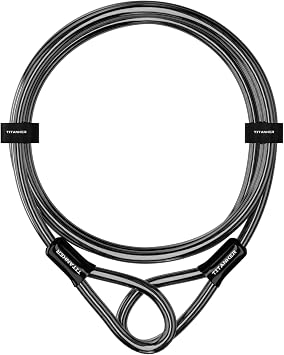 Titanker Bike Lock Cable,12mm Thick Security Cable with Loops Heavy Duty Steel Cable Vinyl Coated Bike Cable Lock Security Chain 4ft, 7ft, 15ft, 30ft