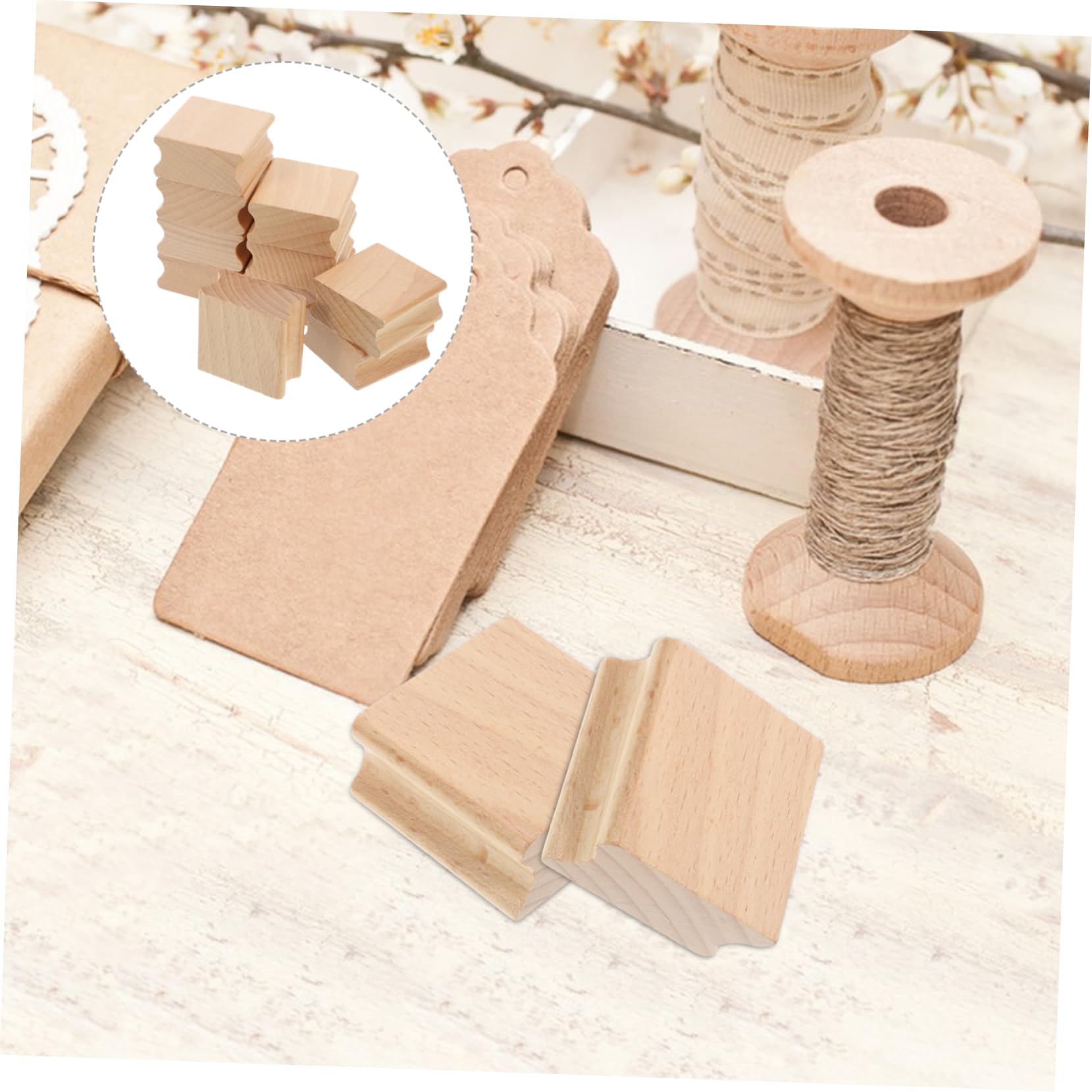 DOITOOL 40 Stck. Teiliges Holzstempel zum Selbstgestalten Blanko DIY Siegel aus Buchenholz Runde Kanten für Bastelprojekte Geschenkanhänger Kinderhandwerk und Scrapbooking