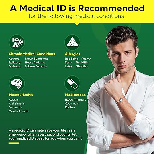 Vista 73 de Pulseras médicas mejoradas para hombres y mujeres con código QR, pulseras de identificación de alerta médica, pulsera de acero de titanio que se