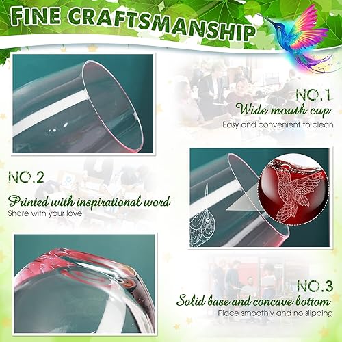 Miniatura 3 de 2 copas de vino sin tallo de colibrí de 17 onzas, regalos temáticos de colibrí para Navidad, día de San Valentín, cumpleaños, aniversarios,