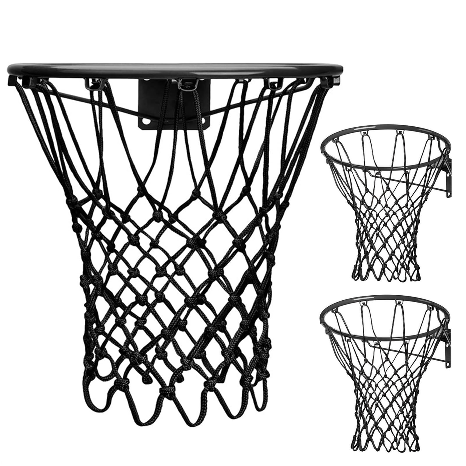 2 Pack Heavy Duty Basketball Net Replacement,2025 Upgrade Heavy Duty Basketball Net, All Weather Anti Whip,12 Loops Fits Standard Indoor or Outdoor Rims (Black+Black)