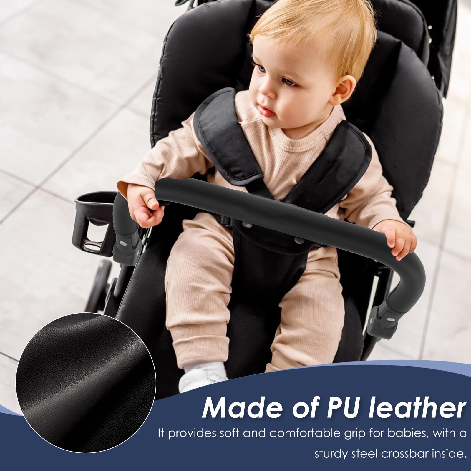 Bumper Bar for Stroller Adjustable Angle Armrest Handlebar Crossbar - Image 4
