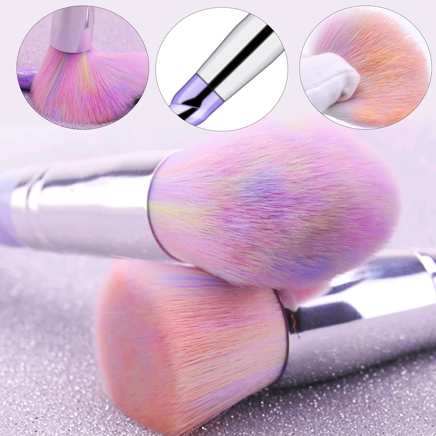 TTRWIN Unicorn Makeup Brushes 10pcs,Professional Foundation Powder Eyeshadow Blending Concealer Cosmetics Unicorn Horn Shaped Handles Fantasy Makeup Tools