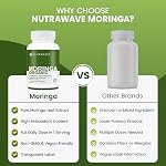 Nutrawave ORGANIC MORINGA LEAF Capsules 1200mg High Potency (2 x 600mg) – Gluten Free, Non-GMO, Vegan-Friendly Antioxidant Supplement -120 Capsules