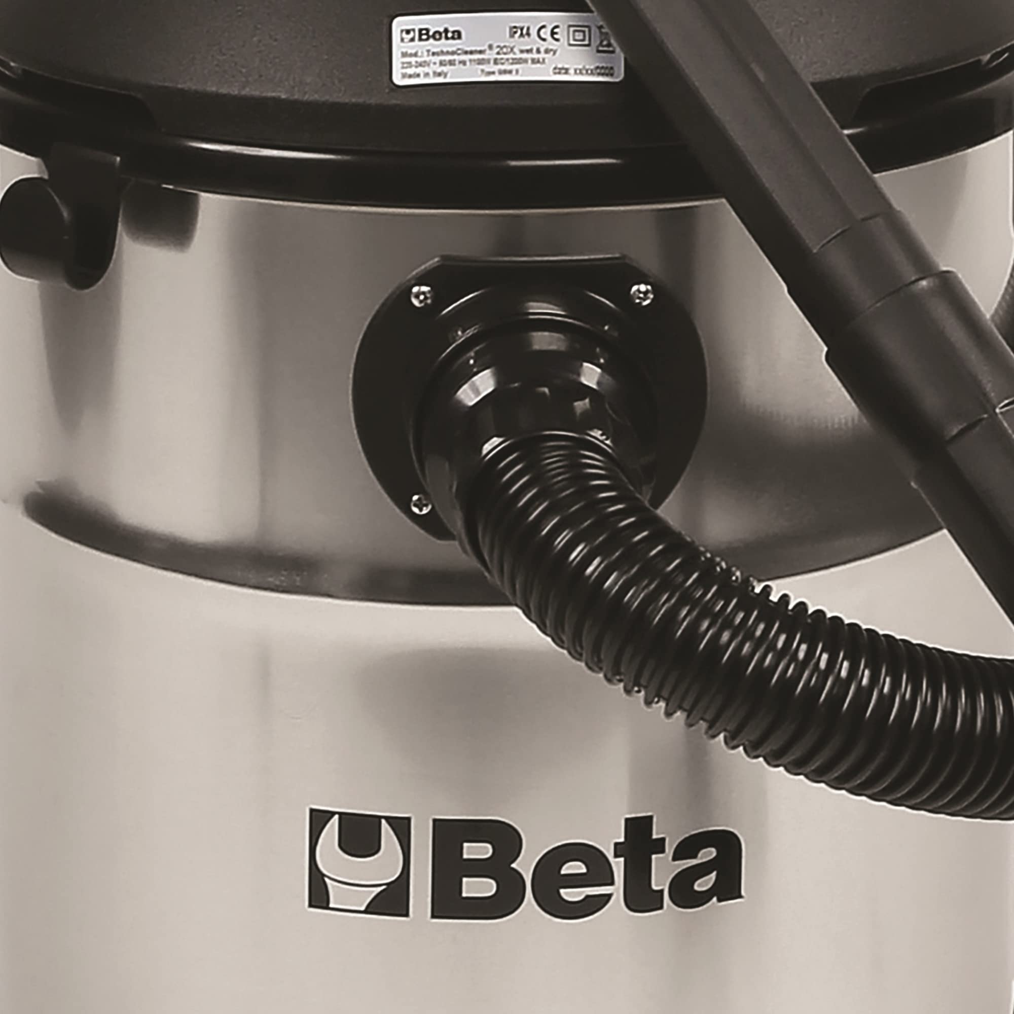 BETA 1870I Aspiradora de 20 litros para sólidos y líquidos, Acero Inoxidable, con Accesorios