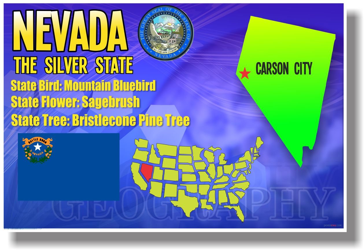 Nevada Geography - NEW U.S Travel Poster