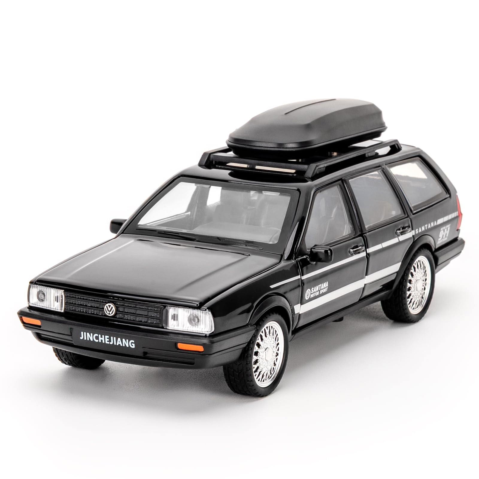 TGRCM-CZ 1/32 Santana Variant Wagon Model Car, Zinc Alloy Pull Back Vehicles Model Car with Sound and Light for Collectors & Kids 3+ Years Old Birthday Gift(black)