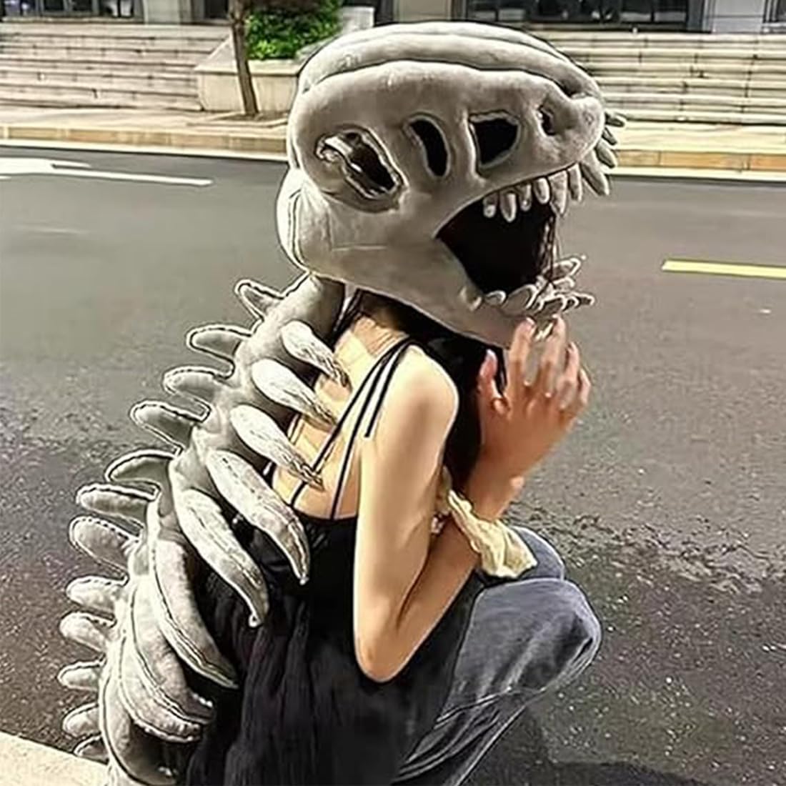 Novità 2027 Scheletro Dinosauro da Indossare 3D Realistico | Morbido costume da dinosauro per Halloween, cosplay, travestimenti, feste e fotografie