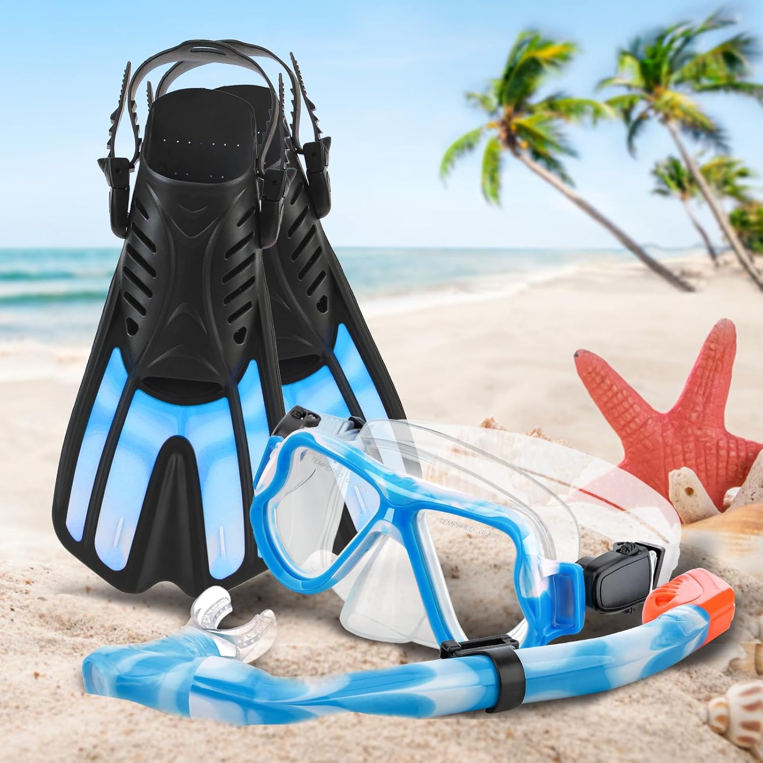 Snorkeling Gear for Kids Ages 3-14, 4 in 1 Mask Fins Snorkel Set with Panoramic View Anti Fog Mask, Dry Top Snorkel, Trek Fins and Travel Bag, Kids Snorkel Set for Snorkeling Swimming - Image 7