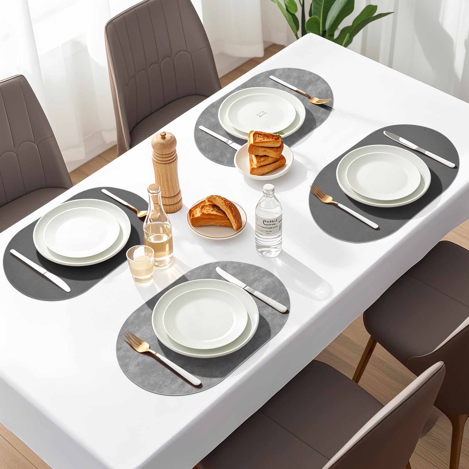 Set di 5 tovagliette rotonde a forma di cuneo, lavabili, resistenti al calore, per tavolo da pranzo
