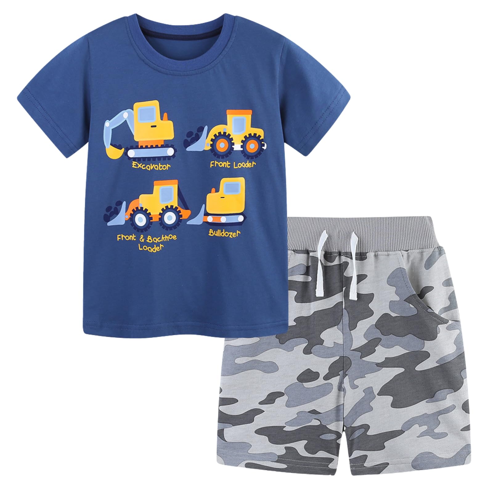 Toddler Boy Clothes Cartoon Cotton Summer Short Sleeve T-Shirt and Shorts Kids Outfit Set 2-7 Year