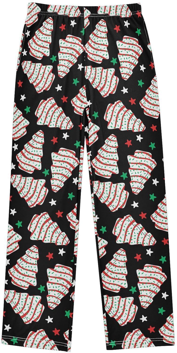 Christmas Tree Cakes Pajama Pants Long Soft Sleep Pants Elastic Waist PJ Bottoms 6-14 Years