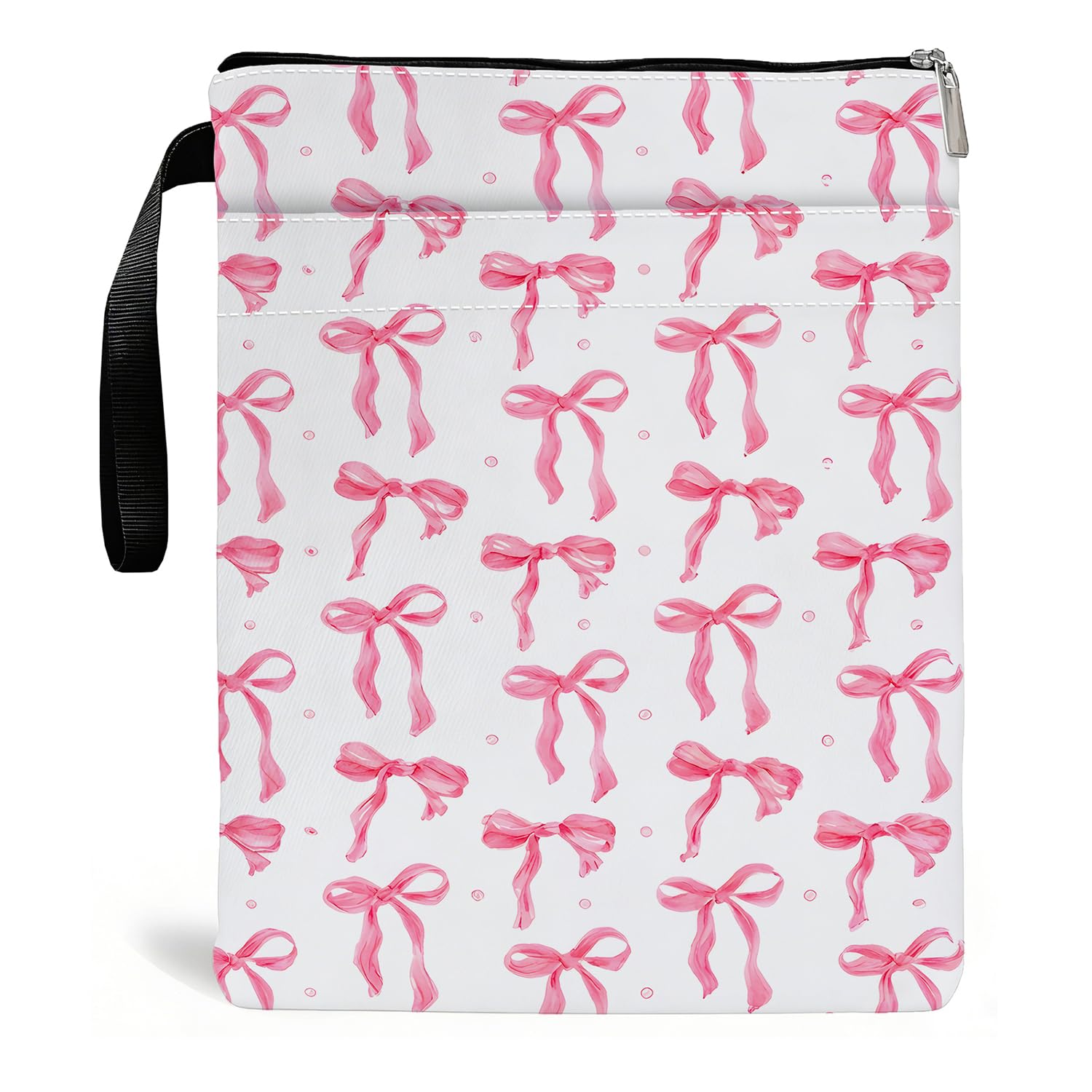 Bow Book Sleeve Pouch, 9x12in Book Protector with Zipper, Washable Fabric Bow Book Bag, Book Covers for Paperbacks, Book Storage Pouch for Readers, Students and Literature Lovers