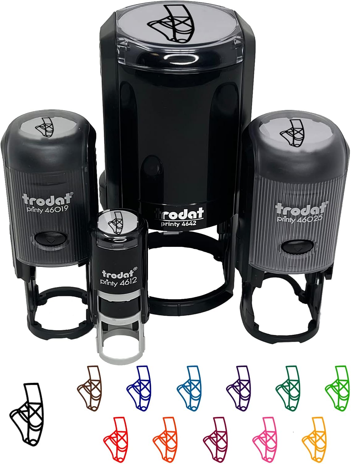 Ballet Ballerina Slippers Self-Inking Rubber Stamp Ink Stamper for Stamping Crafting Planners - 1-1/2 Inch Large - Black Ink