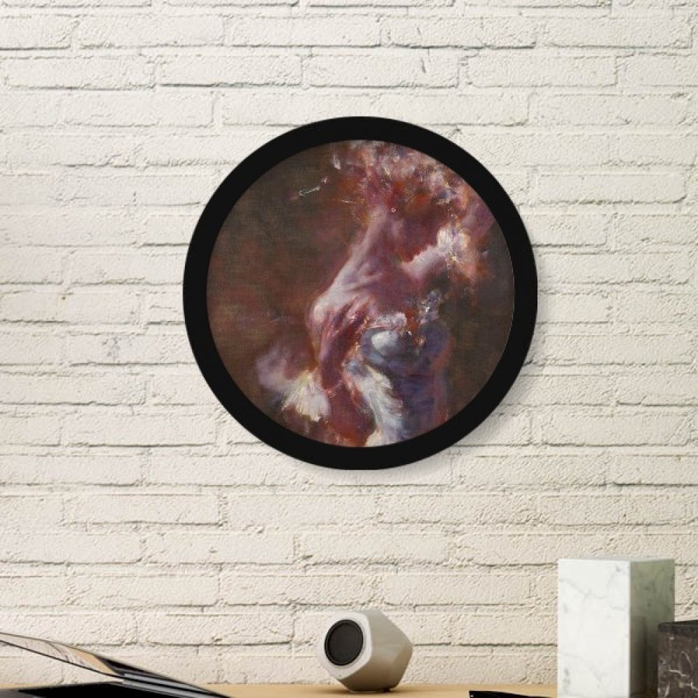 Peinture à l'huile Wet Rouge Beauté cadre photo rond noir DIYthinker