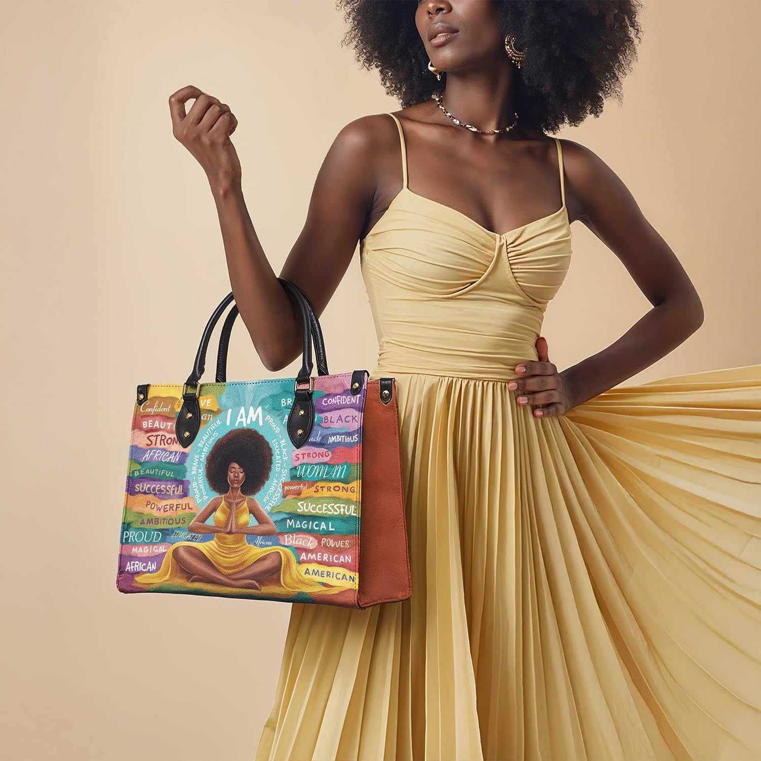 Afroyla African Black Women's Leather Bag, Premium Top-Grain Leather, Valentine's Day Gifts for Her, Wife, or Mother - Image 3