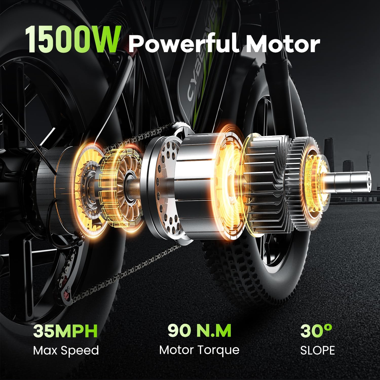 CBVELO Electric Bike for Adults, 1000/1500W, 32MPH, 48V, 20AH, 30AH Battery, Max 50-100 Miles Electric Motorcycle, 20" x 4" Fat Tire Dirt Bike, 7-Speed E-Bike