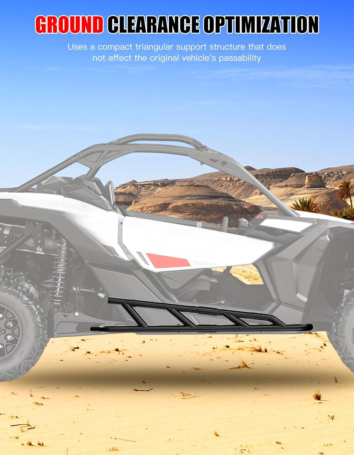 Combined Nerf Bars Rock Sliders Fit for Can-Am Maverick X3, Heavy Duty Steel Side Steps Tree Kickers, Left & Right Side Bumper Protector Guard for Maverick X3 Turbo R RR 2017-2025 (2 Seat)