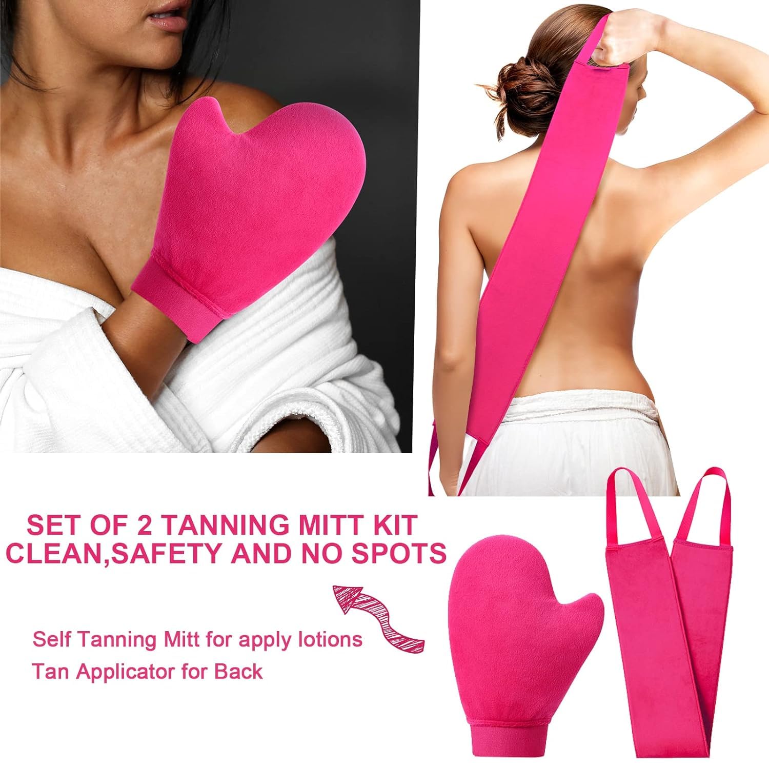 KELILO UK Patented Self Tanning Mitt 2 in 1 Kit with Fake Tan Mitt and Back Tanner Applicator - Image 2