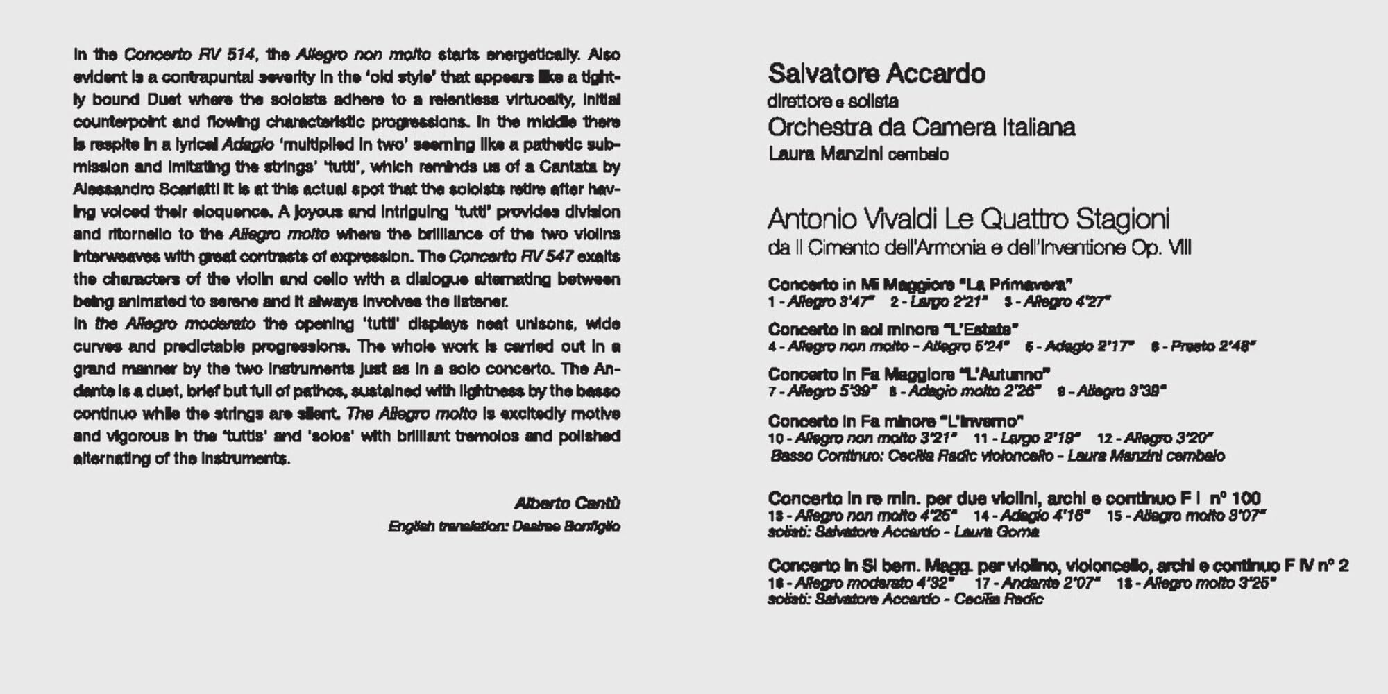 Antonio Vivaldi Le Quattro Stagioni (Sa