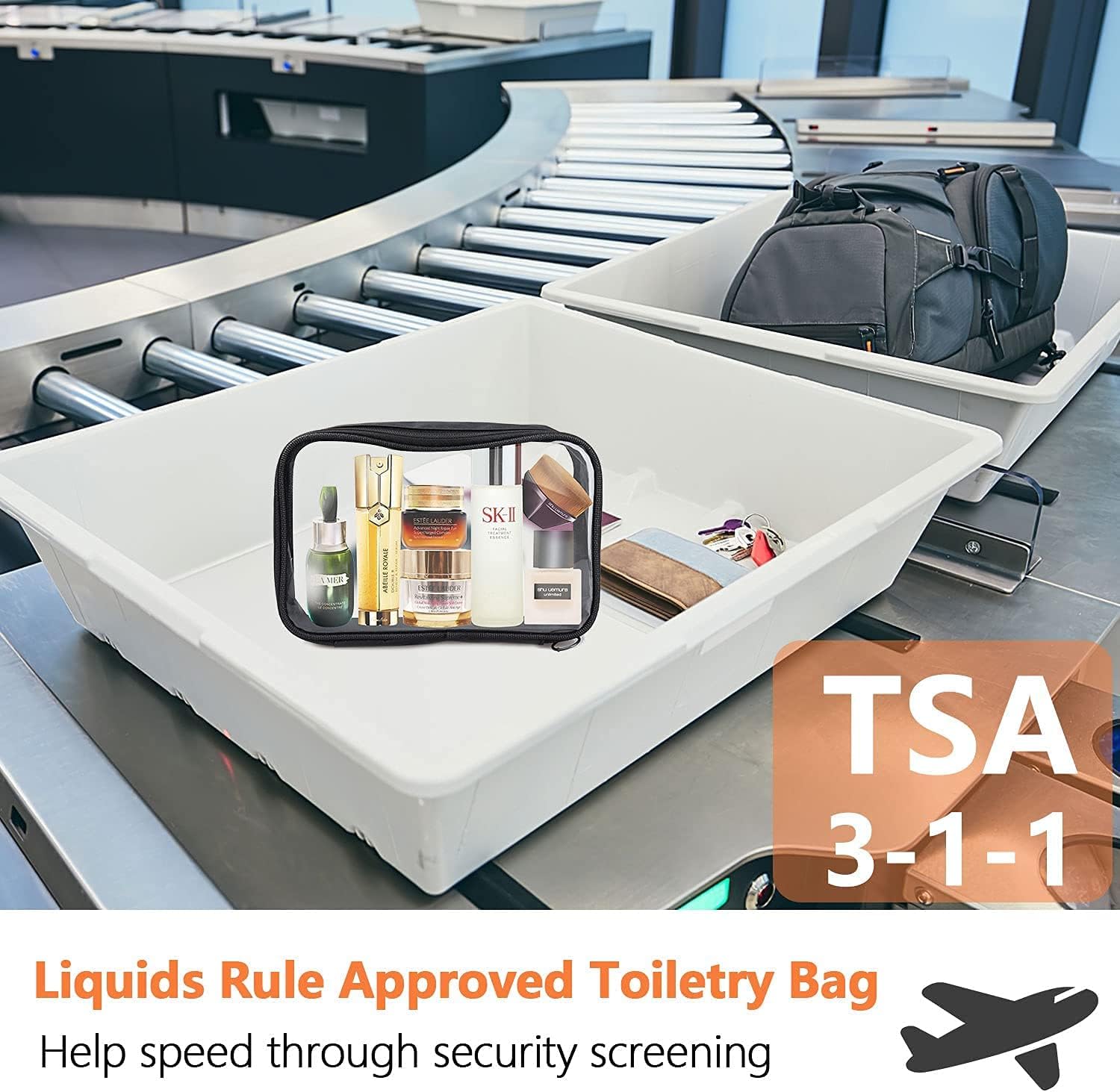  | DARIN Clear Toiletry Bag 3Pack TPU Makeup Cosmetic Bag TSA Approved Toiletry Bag, Waterproof Travel Liquid Bag for Air Flight , Clear Travel Carry On Pouch for Women and Men -(Clear , 1L+1M+1S ) | Packing Organizers