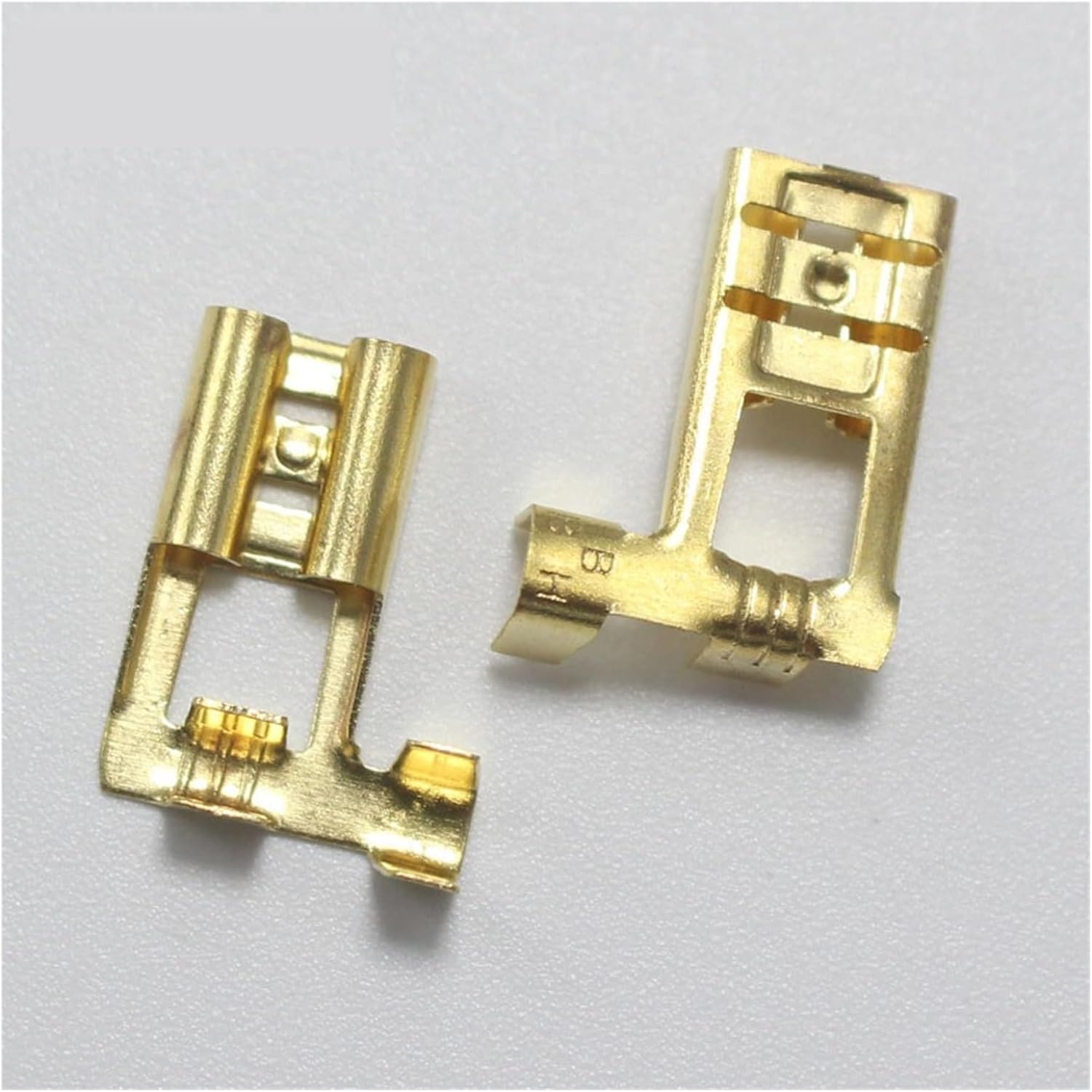 50pcs 6.3 Crimp Terminal 6.3mm Flag Type Uninsulated Spring Connector Right Angle Female Cold Terminal