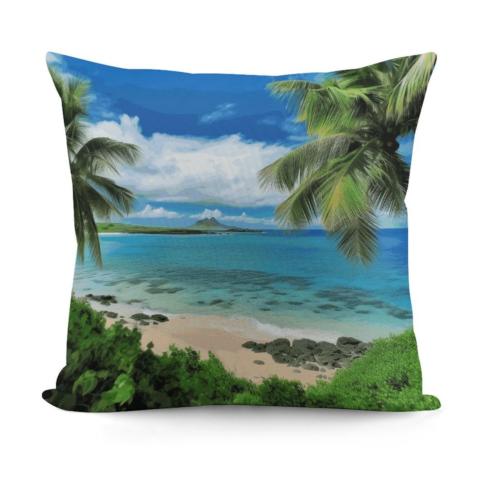 VstaDank Tropical Palm Tree Hawaii Beach Throw Pillow Covers 18x18 Inch Soft Couch Home Decor Cushion Cover Comfortable Plush Square Cushion Case Farmhouse Decorative Pillowcase for Living Couch