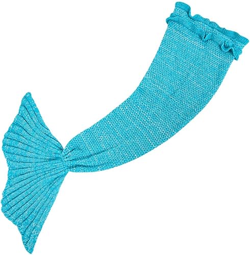Miniatura 5 de AmyHomie Manta de cola de sirena, manta de sirena para adultos, suave y cómoda de ganchillo para todas las estaciones, manta para dormir para
