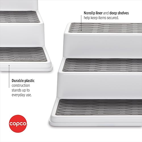 Miniatura 19 de Copco organizador antideslizante de 3 niveles para despensa, para armario de cocina, para especias, de 10 pulgadas, color carbón Carbón