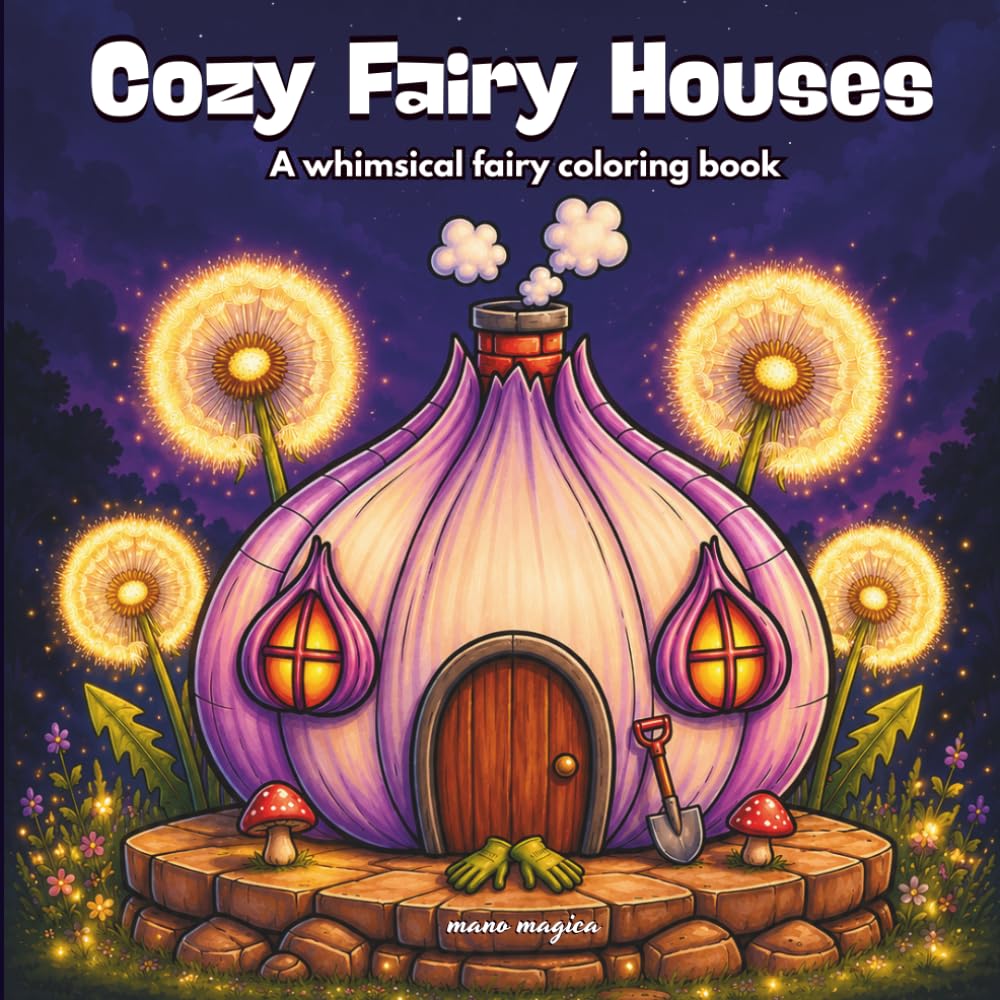 Cozy Fairy Houses For Adults And Kids: Bold and Easy Coloring Book – 44 Enchanting Fairy Houses for Relaxation and Creativity
