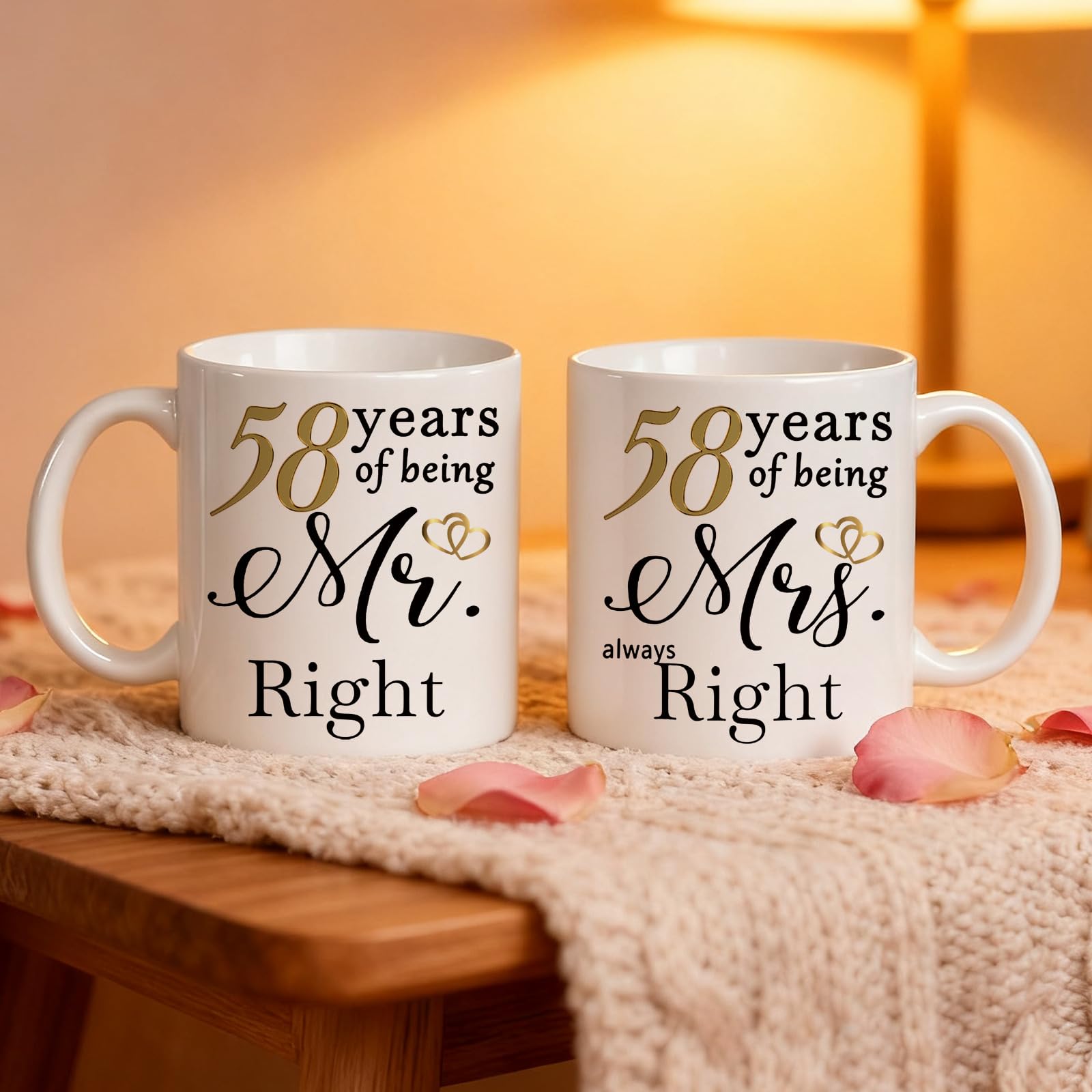 58 Year Anniversary Coffee Mugs Set of 2 - Image 4