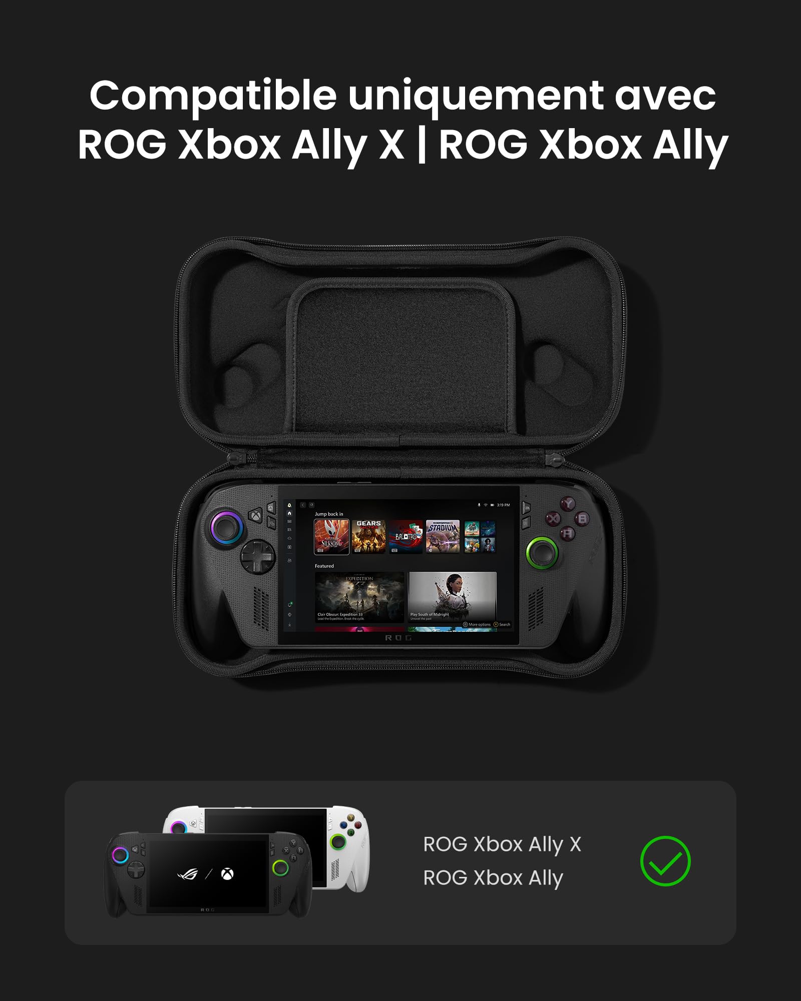 tomtoc Étui de Transport Compatible avec ASUS ROG Xbox Ally / Xbox Ally X 2025, Slim Housse de Protection, Sac Rigide Portable, Case Léger pour Le Voyage, Cadeau Noël