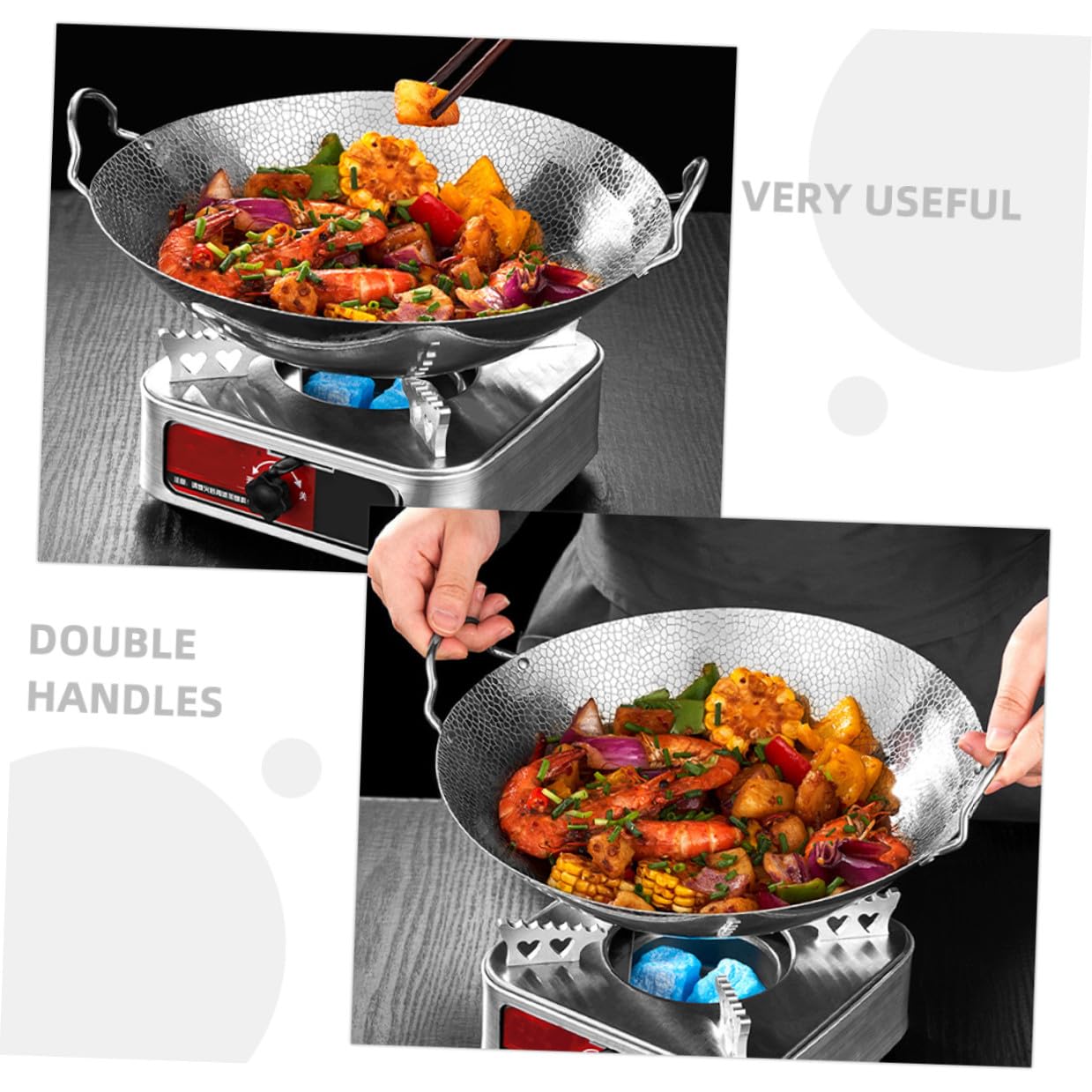 Olla Protección contra Quemaduras Doble Asa para Cocinar de Acero Inoxidable Resistente y Segura para Camping y Cocina Doméstica