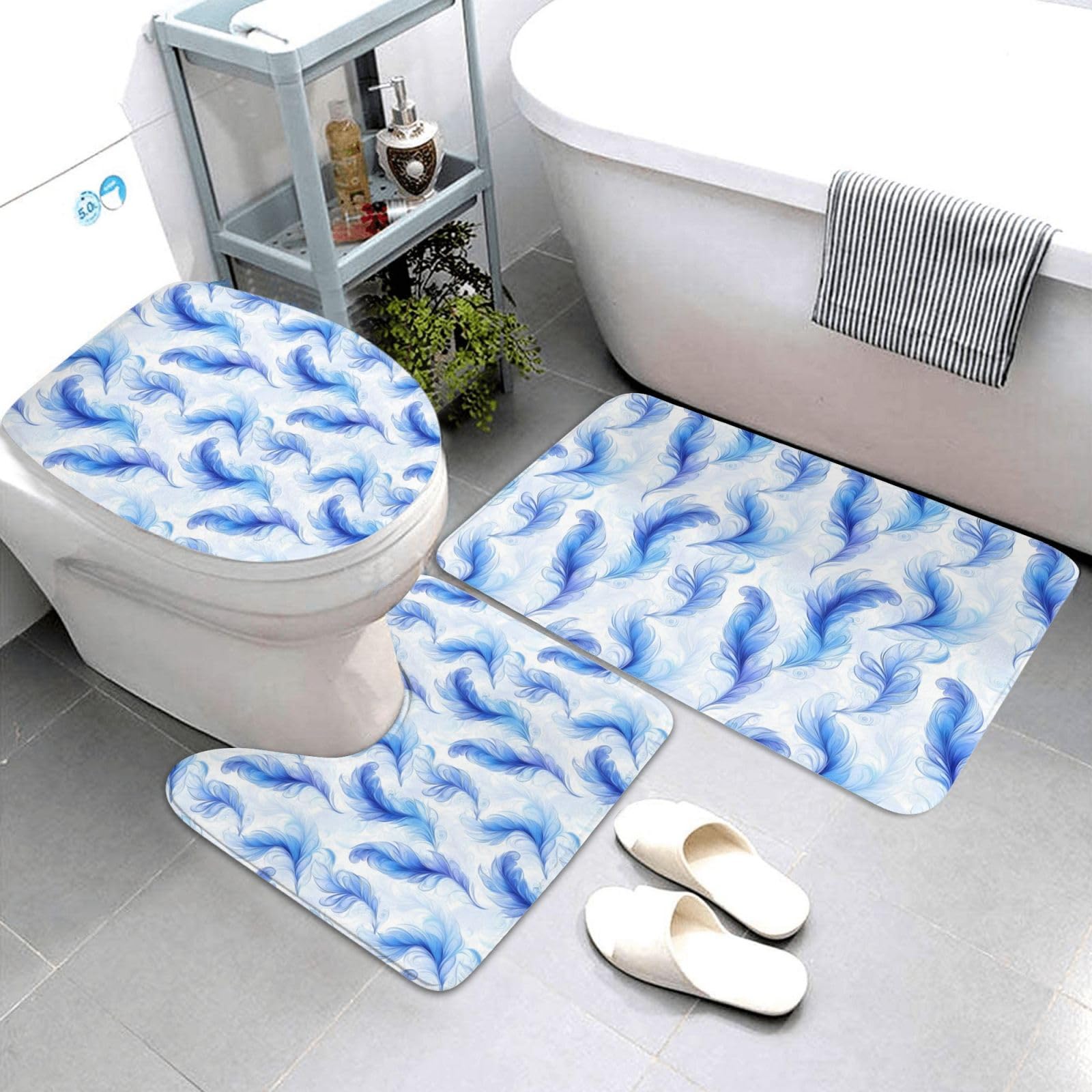 Tapis de salle de bain absorbant pour éviter les glissades avec contour wc lavable