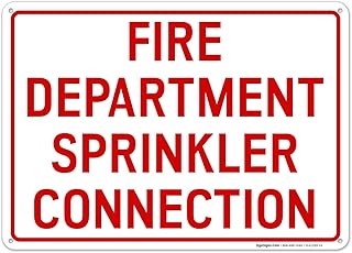 Fire Department Sprinkler Connection Sign, 10x14 Inches, Rust Free 0.40 Aluminum, Fade Resistant, Easy Mounting, Indoor/Outdoor Use, Made in USA