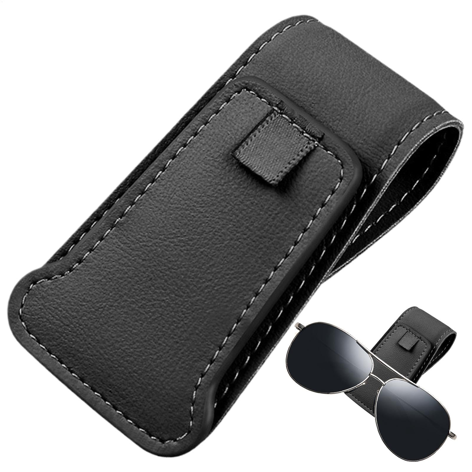 Car Glasses Holder, Leather Visor Clip Organizer, 8.5x4.8x2.7cm, Multifunctional Card Storage Rack, Sunglasses Ticket Holder, Compact Storage for Pens, Bills, Small Items