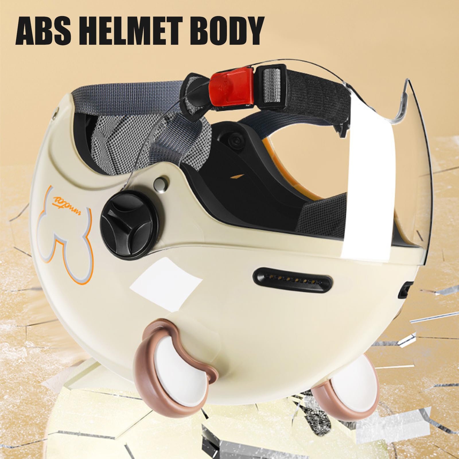Offener 3/4 halber Motorradhelm mit Ohren, ECE Genehmigter offener Helm für Erwachsene Roller, Go-Kart ATV Rennradhelme für Männer und Frauen