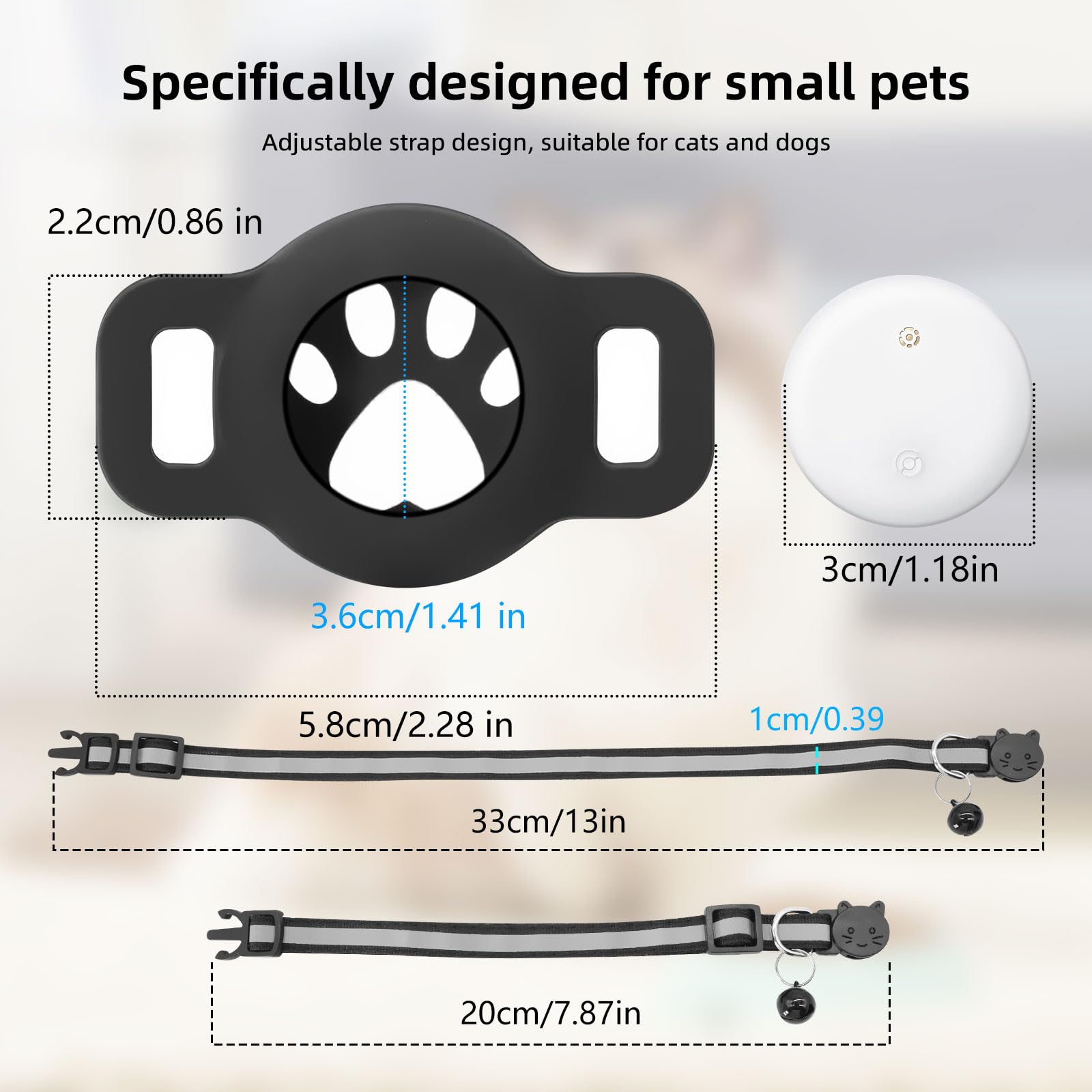 Localizzatore GPS per gatti, mini tracker senza ABO per gatti (solo Android), con collari catarifrangenti, impermeabile IP68, compatibile con Google Find My Device