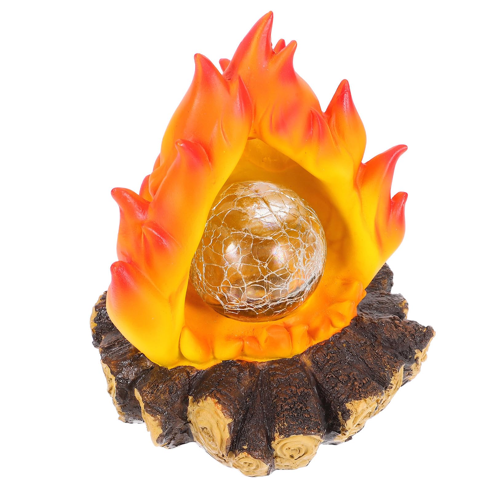 BESPORTBLE Lampada Solare Effetto Fuoco Finto in Resina Resistente alle Intemperie per Decorazione Casa e Feste di Halloween e Natale Luce Notturna LED Realistica