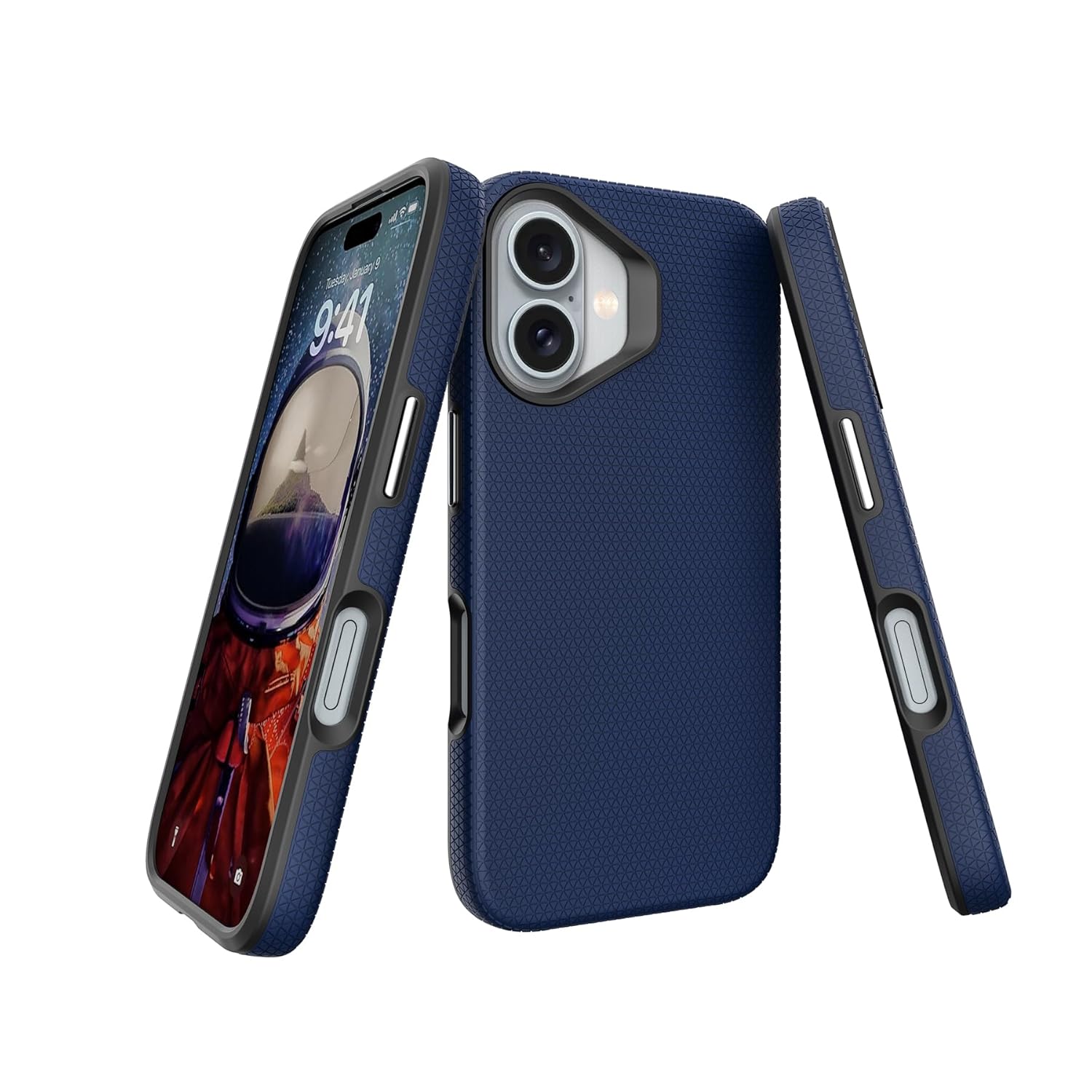 NOXO Ultra-Hybrid Triangle Back Case Cover for iPhone 16 Plus, | Shockproof Design | Camera Protection | Soft TPU & Rugged PC | Bumper Case Cover for iPhone 16 Plus, (Prussian Blue)