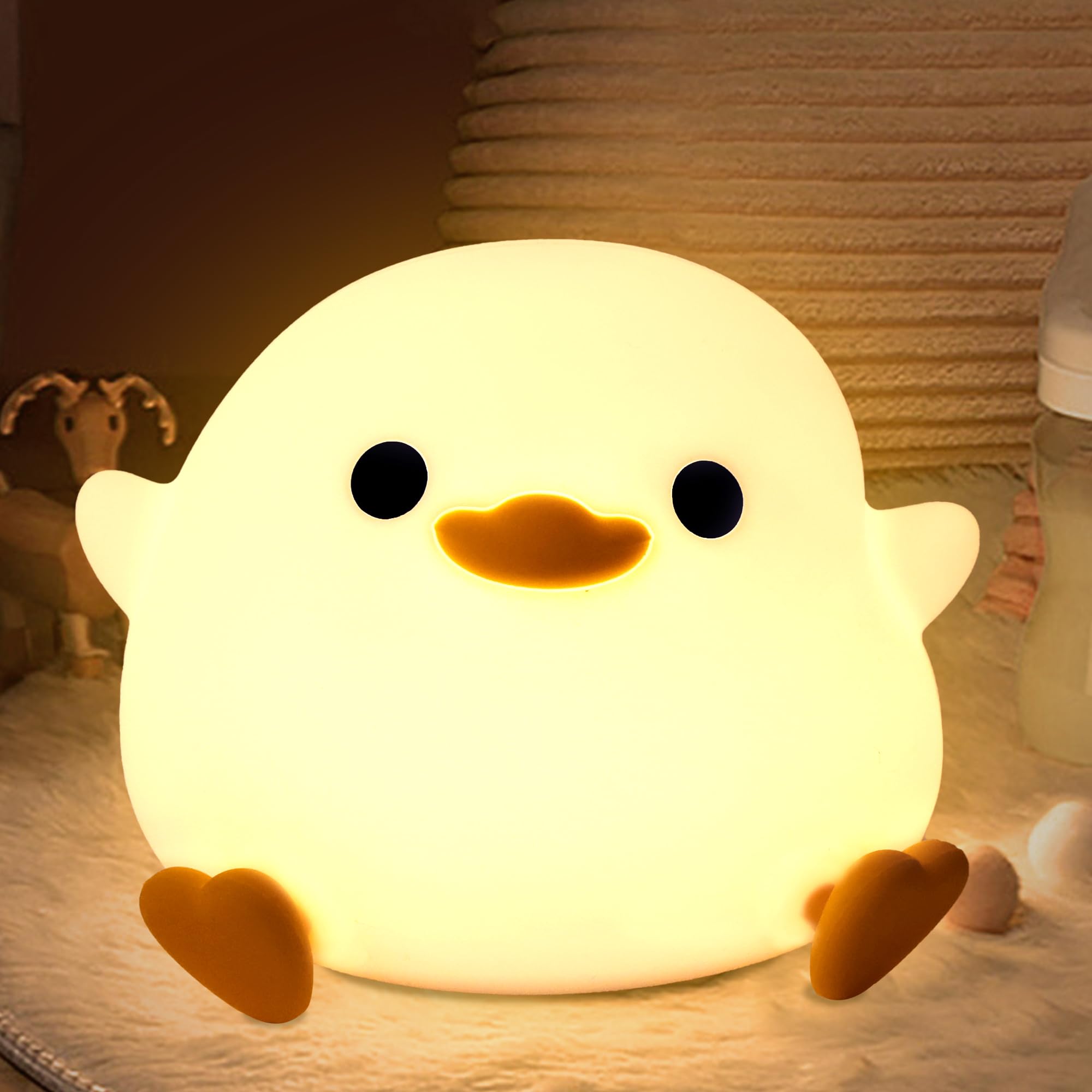 CoolGift Mart Cute Dodo Duck Night Light - USB Rechargeable, Cute Animal Silicone Lamp, Touch Control & Timer, Ideal for Breastfeeding, Reading, Working & Sleep for Baby, Kids, Teens & Adults