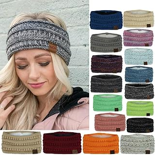 Womens Winter Ear Warmer Headband - Fleece Lined Cable Knit Ear Band Covers for Cold Weather - Soft & Stretchy Head Wrap (...