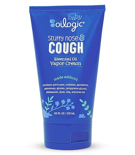 Oilogic Crema de vapor calmante, nariz tapada y tos - Alivia la tos y el resfriado del bebé con todos los aceites esenciales naturales - Alivio de