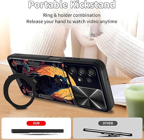 Vista 414 de Funda protectora híbrida para Samsung Galaxy A53 5G de 6.5 pulgadas y anillo giratorio de 360 grados, función atril, híbrida, de doble capa