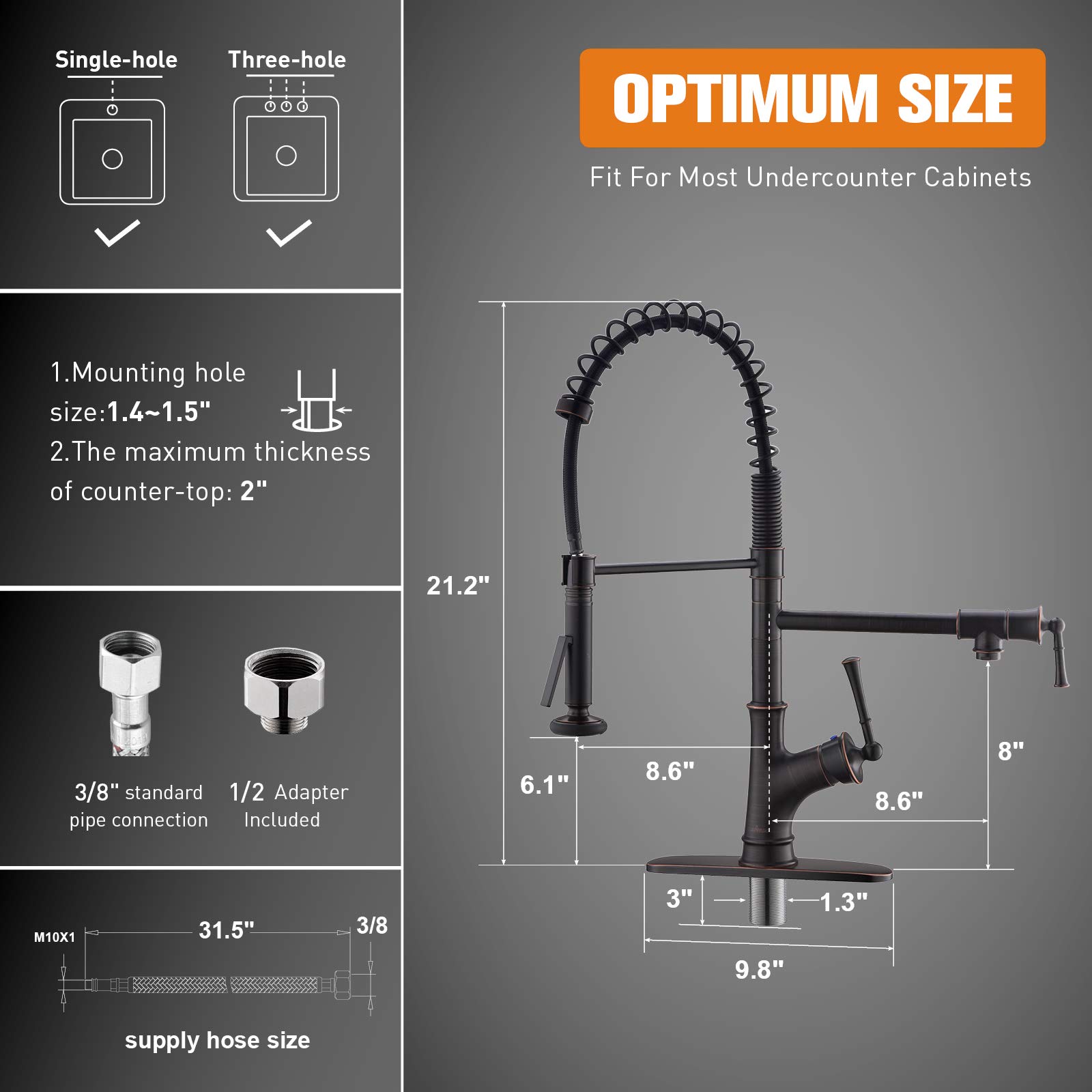 APPASO Commercial Spring Pull Down Kitchen Faucet with Sprayer and Pot